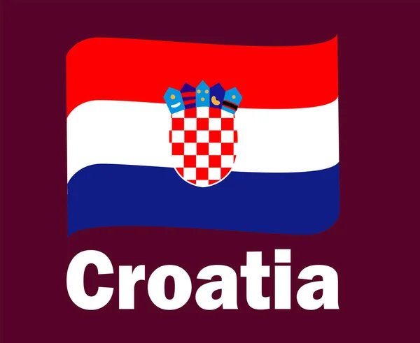克罗地亚国旗带名称符号设计欧洲足球决赛矢量欧洲国家足球队图解 — 图库矢量图片