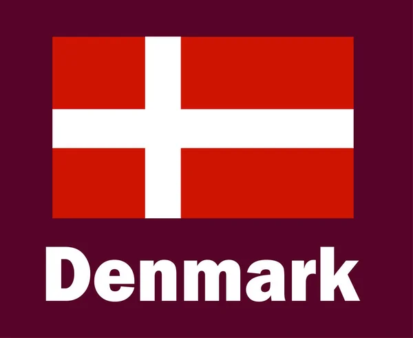 Dänemark Flagge Emblem Mit Namen Symbol Design Europa Fußball Final — Stockvektor