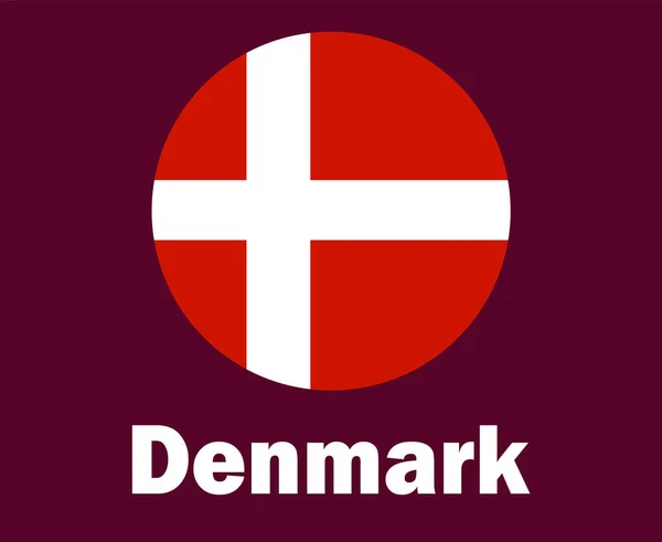 Dänemark Flagge Mit Namen Symbol Design Europa Fußball Final Vector — Stockvektor