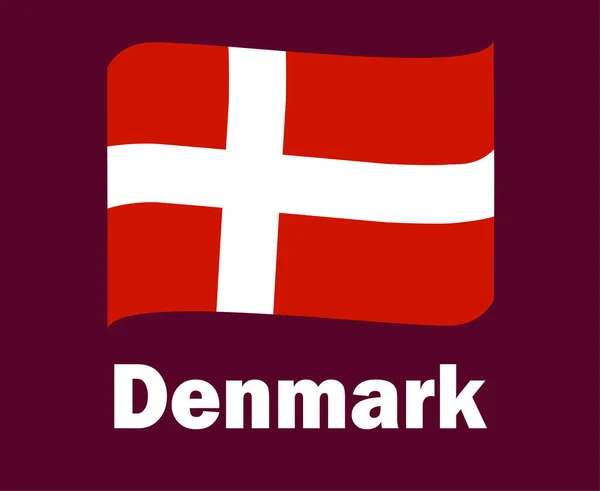 Κορδέλα Σημαία Της Δανίας Ονόματα Σύμβολο Σχεδιασμός Ευρώπη Ποδόσφαιρο Τελικός — Διανυσματικό Αρχείο