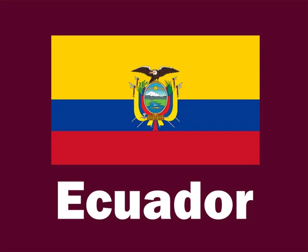 Ecuador Bandera Emblema Con Nombres Símbolo Diseño América Latina Fútbol — Archivo Imágenes Vectoriales