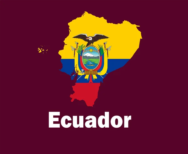 Ecuador Mapa Bandera Con Nombres Símbolo Diseño América Latina Fútbol — Archivo Imágenes Vectoriales
