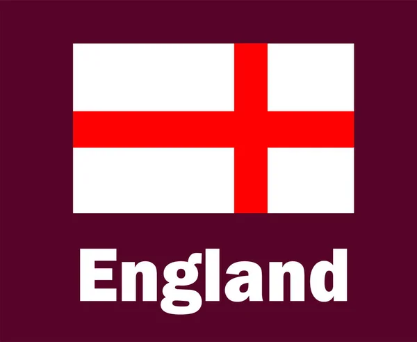 England Flagge Emblem Mit Namen Symbol Design Europa Fußball Final — Stockvektor