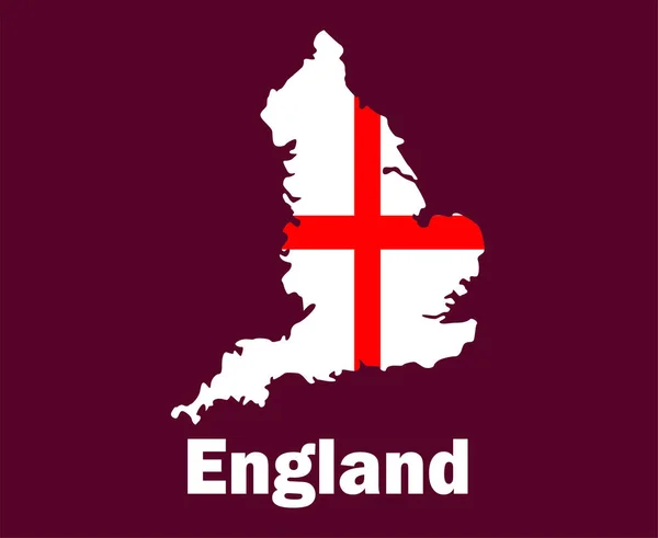 England Karta Flagga Med Namn Symbol Design Europa Fotboll Final — Stock vektor
