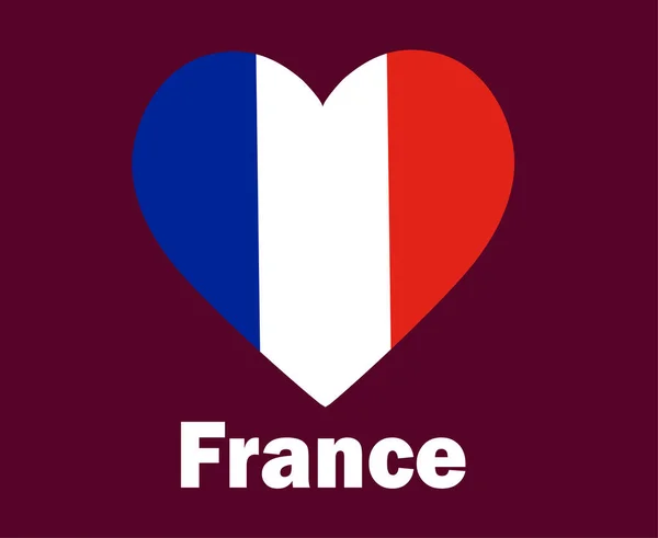 Francia Bandera Corazón Con Nombres Símbolo Diseño Europa Fútbol Final — Vector de stock
