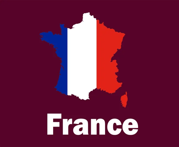 Frankreich Landkarte Flagge Mit Namen Symbol Design Europa Fußball Final — Stockvektor