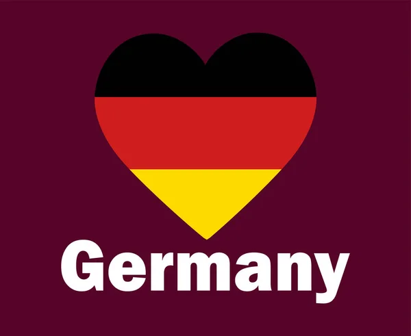 Germany Flag Heart Names Symbol Design Europe Football Final Vector — Stock Vector