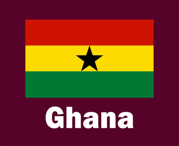 Ghana Bandiera Emblema Con Nomi Simbolo Design Africa Calcio Vettore — Vettoriale Stock