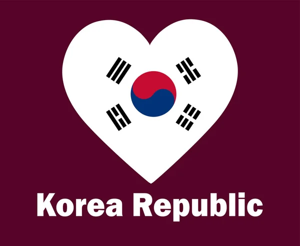 Simli Güney Kore Bayrak Kalbi Sembol Tasarımı Asya Futbolu Final — Stok Vektör