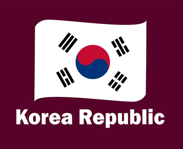 韩国队旗带命名符号设计亚洲足球决赛矢量亚洲国家足球队图解 — 图库矢量图片