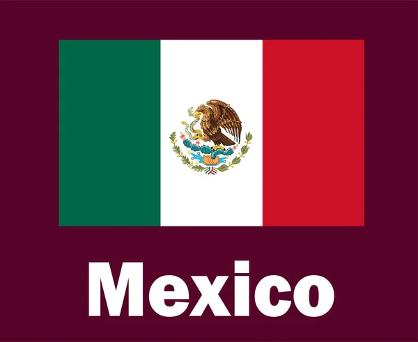 Mexiko Flagge Emblem Mit Namen Symbol Design North America Football — Stockvektor