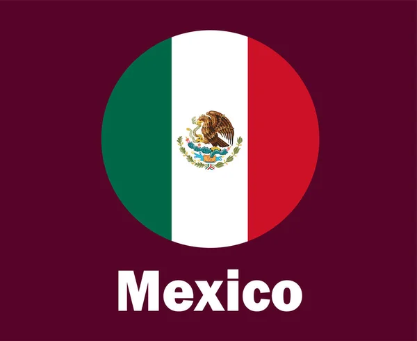 Bandera México Con Nombres Symbol Design América Del Norte Fútbol — Archivo Imágenes Vectoriales
