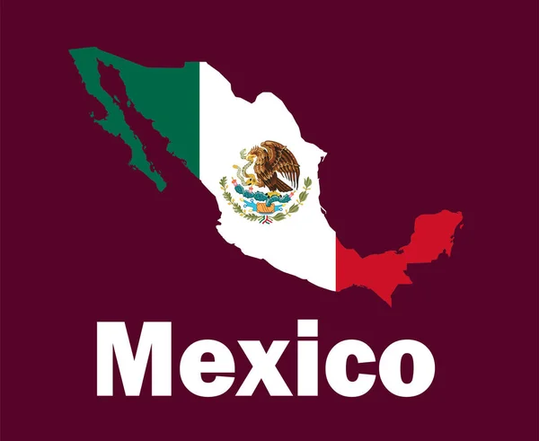 México Mapa Bandeira Com Nomes Símbolo Design Futebol América Norte —  Vetores de Stock