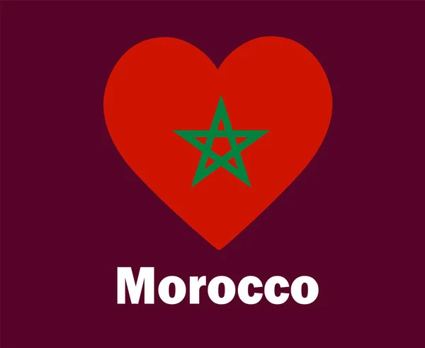 Marocko Flagga Hjärta Med Namn Symbol Design Afrika Fotboll Final — Stock vektor