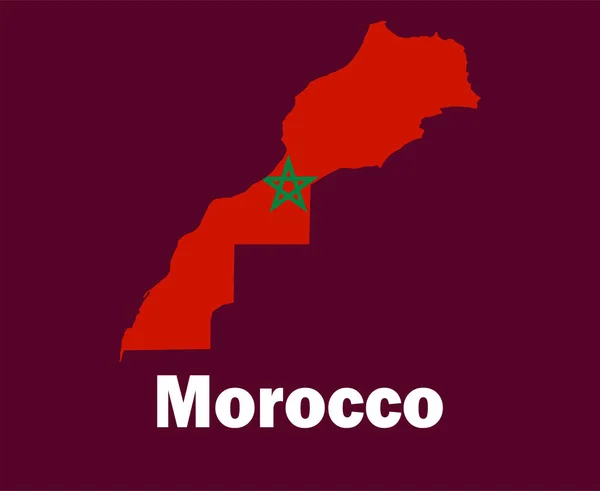 Marocco Mappa Bandiera Con Nomi Simbolo Design Africa Calcio Vettoriale — Vettoriale Stock