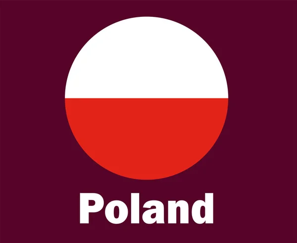 Polen Flagge Mit Namen Symbol Design Europa Fußball Final Vector — Stockvektor