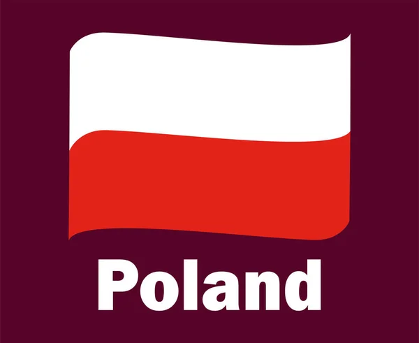 Polen Vlag Lint Met Namen Symbool Ontwerp Europa Voetbal Finale — Stockvector