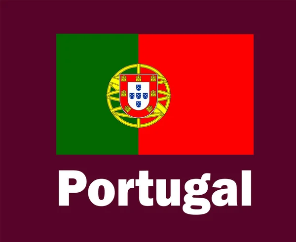 Emblema Bandeira Portugal Com Nomes Símbolo Design Europa Futebol Vetor — Vetor de Stock