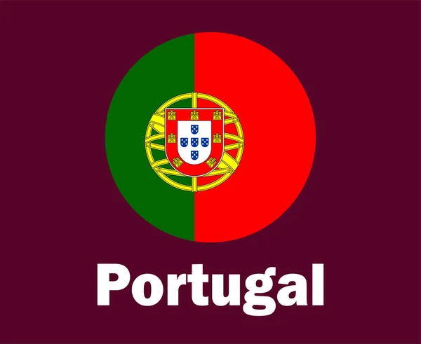 Portugal Flag Names Symbol Design Europe Football Final Vector European — Stock Vector