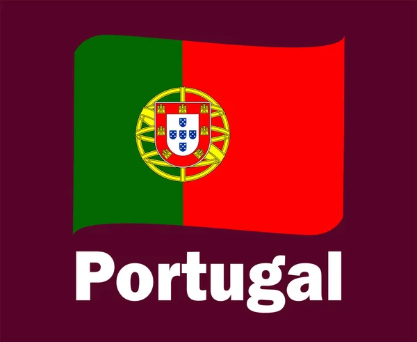 Portugal Flag Ribbon Names Symbol Design Europe Football Final Vector — Stock Vector