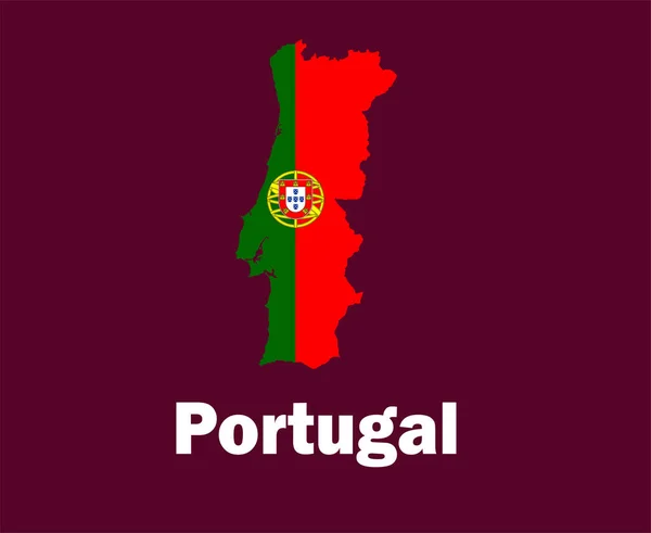 Portugal Mapa Bandeira Com Nomes Símbolo Design Europa Futebol Vetor — Vetor de Stock