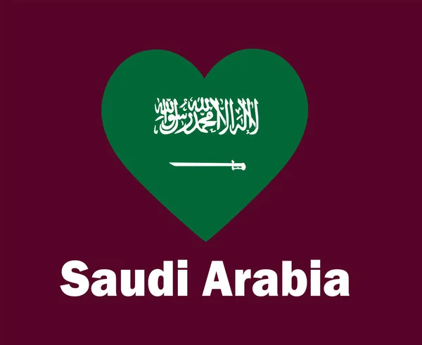 Флаг Саудовской Аравии Сердце Именами Символ Дизайн Азиатский Футбол Финал — стоковый вектор
