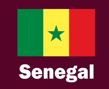 Senegal Bayrak Amblemi İsimler Sembol Tasarımı Afrika futbolu Son Vektör Afrika Ülkeleri Futbol Takımları İllüstrasyonu