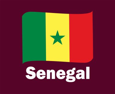 Senegal Bayrak Kurdelesi İsim Sembol Tasarımı Afrika futbolu Son Vektör Afrika Ülkeleri Futbol Takımları İllüstrasyonu