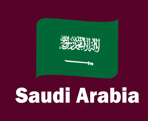 Флагманская Лента Саудовской Аравии Именами Символ Дизайн Азиатский Футбол Финал — стоковый вектор