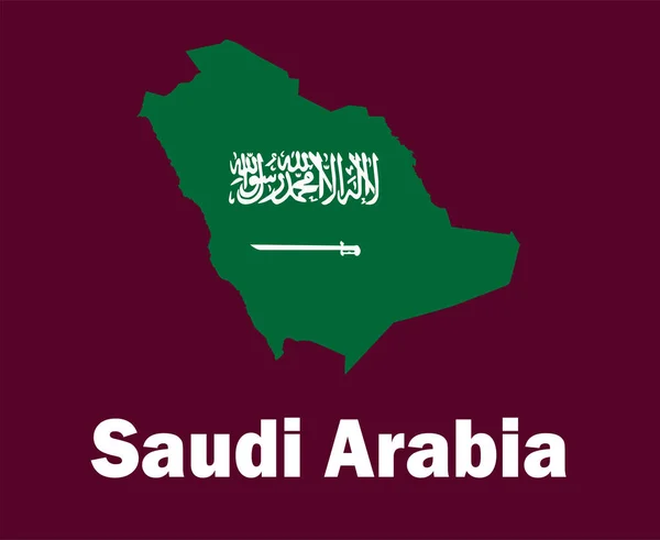 Флаг Саудовской Аравии Карте Именами Символ Дизайн Азиатский Футбол Финал — стоковый вектор