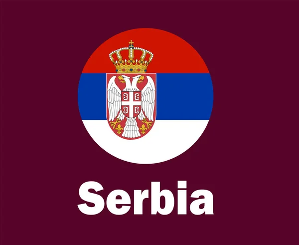 Serbien Flagge Mit Namen Symbol Design Europa Fußball Final Vector — Stockvektor
