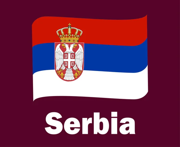 塞尔维亚国旗带名称符号设计欧洲足球决赛矢量欧洲国家足球队图解 — 图库矢量图片