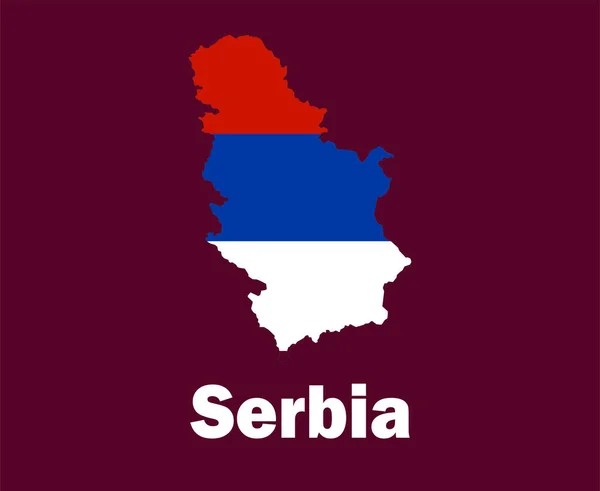 セルビア地図記号付き旗デザインヨーロッパサッカー決勝ベクトルヨーロッパ諸国サッカーチームイラスト — ストックベクタ