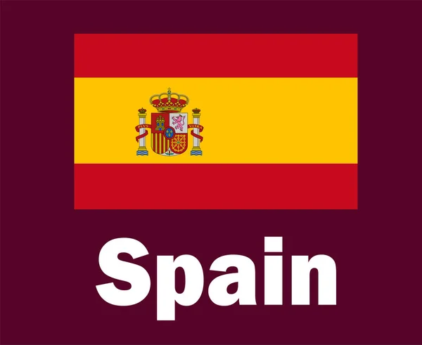 Espanha Bandeira Emblema Com Nomes Símbolo Design Europa Futebol Vetor —  Vetores de Stock