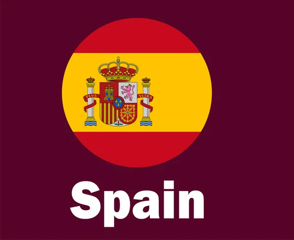 Spanien Flagga Med Namn Symbol Design Europa Fotboll Final Vector — Stock vektor