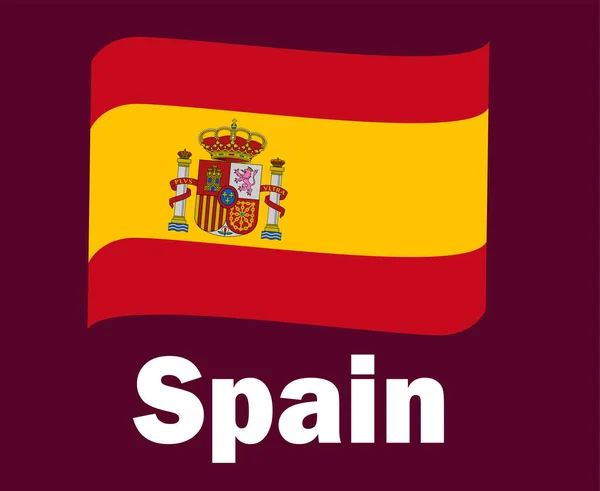 Espanha Bandeira Fita Com Nome Símbolo Design Europa Futebol Vetor —  Vetores de Stock