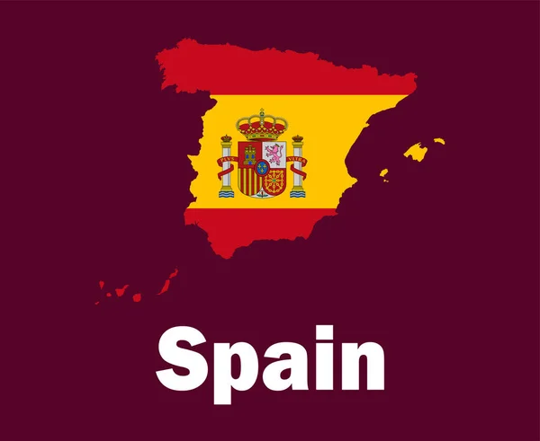 Espanha Mapa Bandeira Com Nomes Símbolo Design Europa Futebol Vetor —  Vetores de Stock