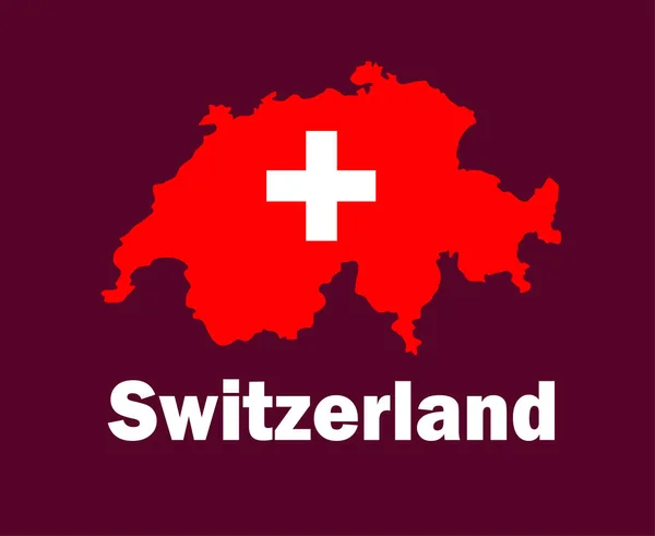 Ελβετία Χάρτης Σημαία Ονόματα Σχέδιο Σύμβολο Ευρώπη Ποδόσφαιρο Τελικός Διάνυσμα — Διανυσματικό Αρχείο