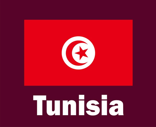 Tunísia Bandeira Emblema Com Nomes Símbolo Design África Futebol Vetor — Vetor de Stock