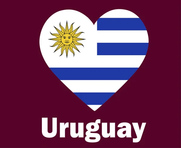 Uruguay Bandera Corazón Con Nombres Símbolo Diseño América Latina Fútbol — Archivo Imágenes Vectoriales