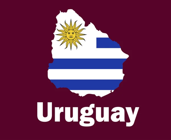 Uruguai Mapa Bandeira Com Nome Símbolo Design Futebol Latino Americano — Vetor de Stock
