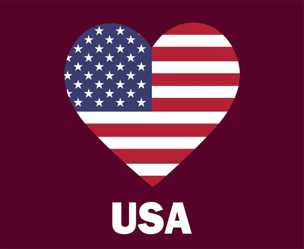 Drapeau Des États Unis Coeur Avec Noms Symbole Design Football — Image vectorielle