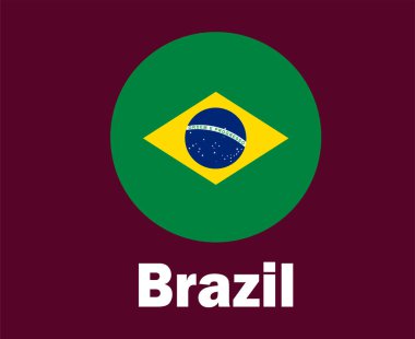 Brezilya Bayrağı İsim Sembol Tasarımı Latin Amerika Futbol Final Vektörü Latin Amerika Ülkeleri Futbol Takımları İllüstrasyonu
