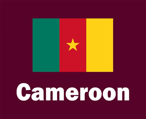 Kamerun Zászló Emblémát Nevek Symbol Design Afrika Futball Végső Vektor — Stock Vector