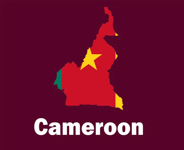 Kamerun Térkép Zászló Neveivel Szimbólum Tervezés Afrika Futball Végső Vektor — Stock Vector