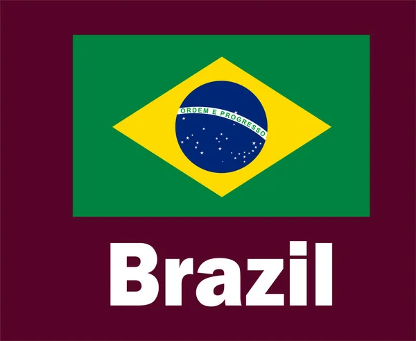 Brazílie Vlajka Emblém Názvy Symbol Design Latinská Amerika Fotbal Final — Stockový vektor