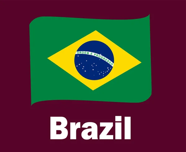 Brazilië Vlag Lint Met Namen Symbool Ontwerp Latijns Amerika Voetbal — Stockvector