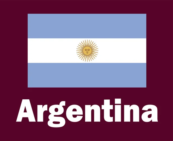 Argentina Bandera Emblema Con Nombres Símbolo Diseño América Latina Fútbol — Vector de stock