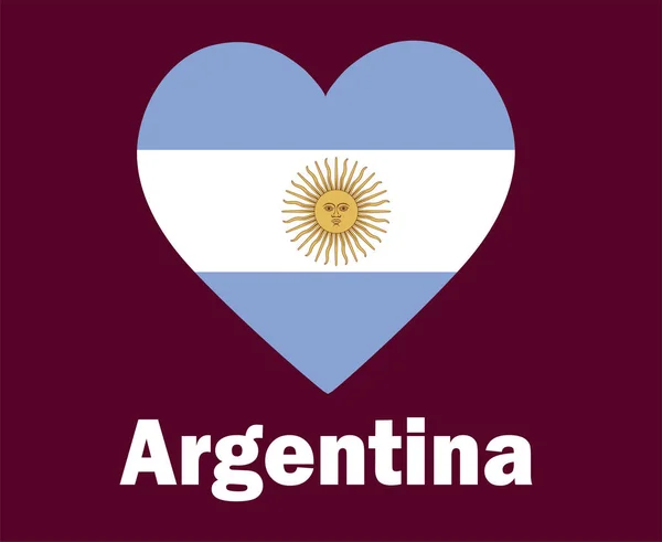 Argentina Bandera Corazón Con Nombres Símbolo Diseño América Latina Fútbol — Archivo Imágenes Vectoriales