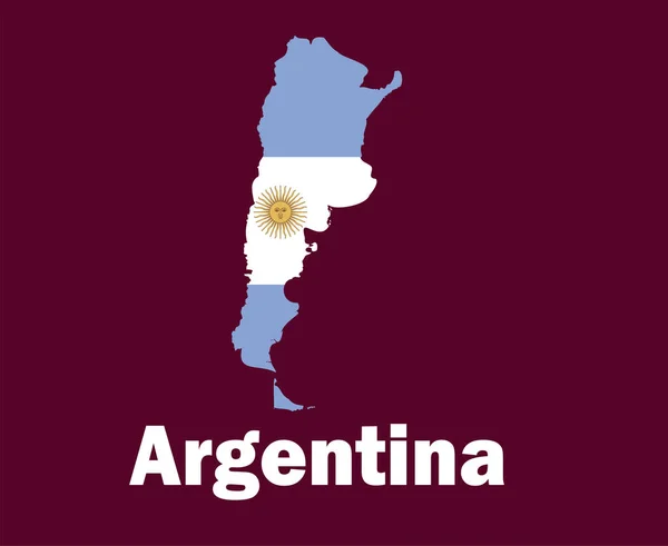 Arjantin Bayrak Haritası Sim Sembol Tasarımı Latin Amerika Futbol Final — Stok Vektör
